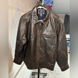 Sonoma Men's Brown Leather Bomber Jacket